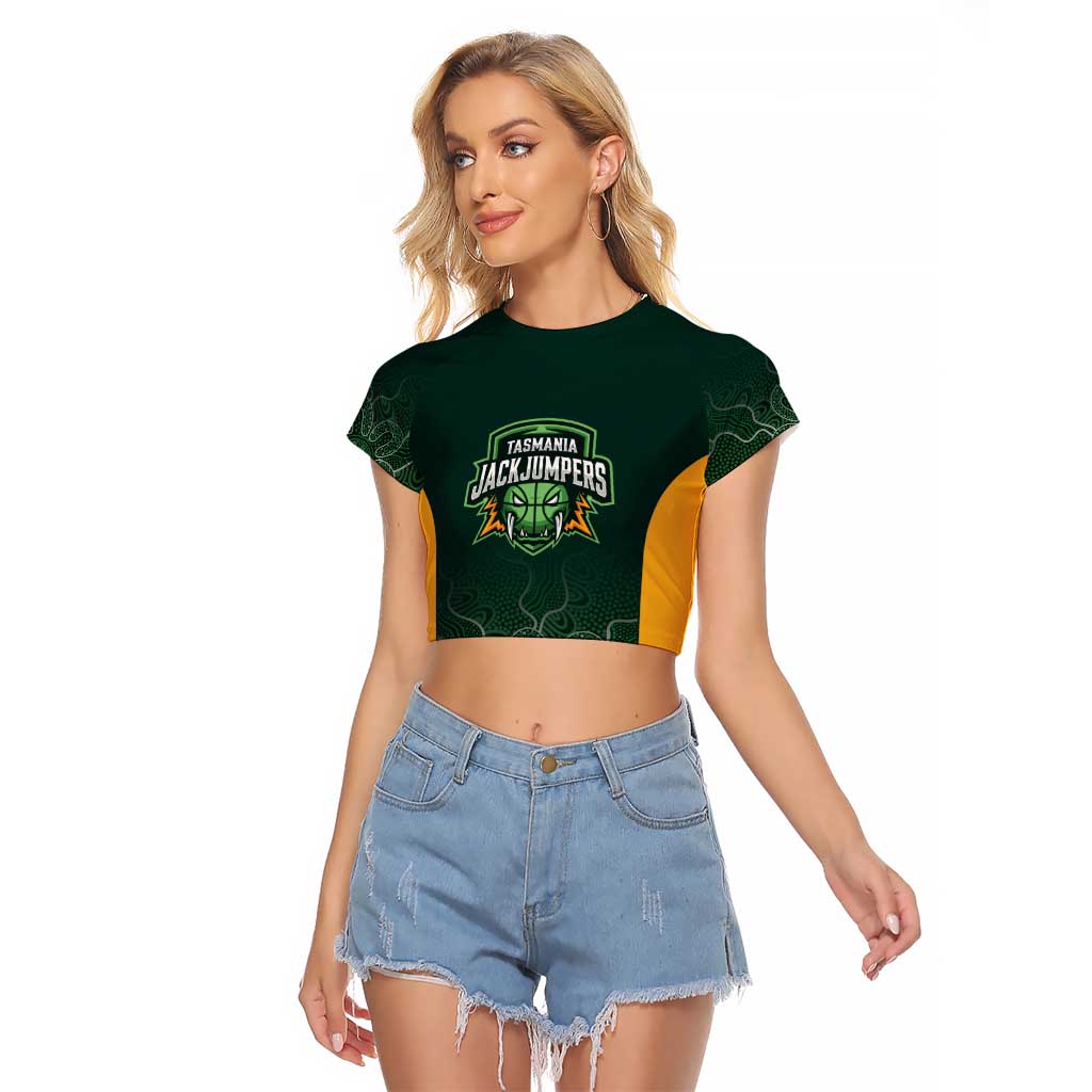 Basketball Custom Tasmania Raglan Cropped T Shirt Simple Australian Dot Art - Aussie Hoodie