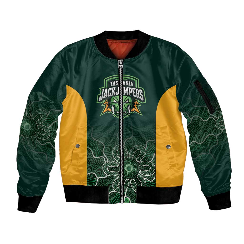 Basketball Custom Tasmania Sleeve Zip Bomber Jacket Simple Australian Dot Art - Aussie Hoodie