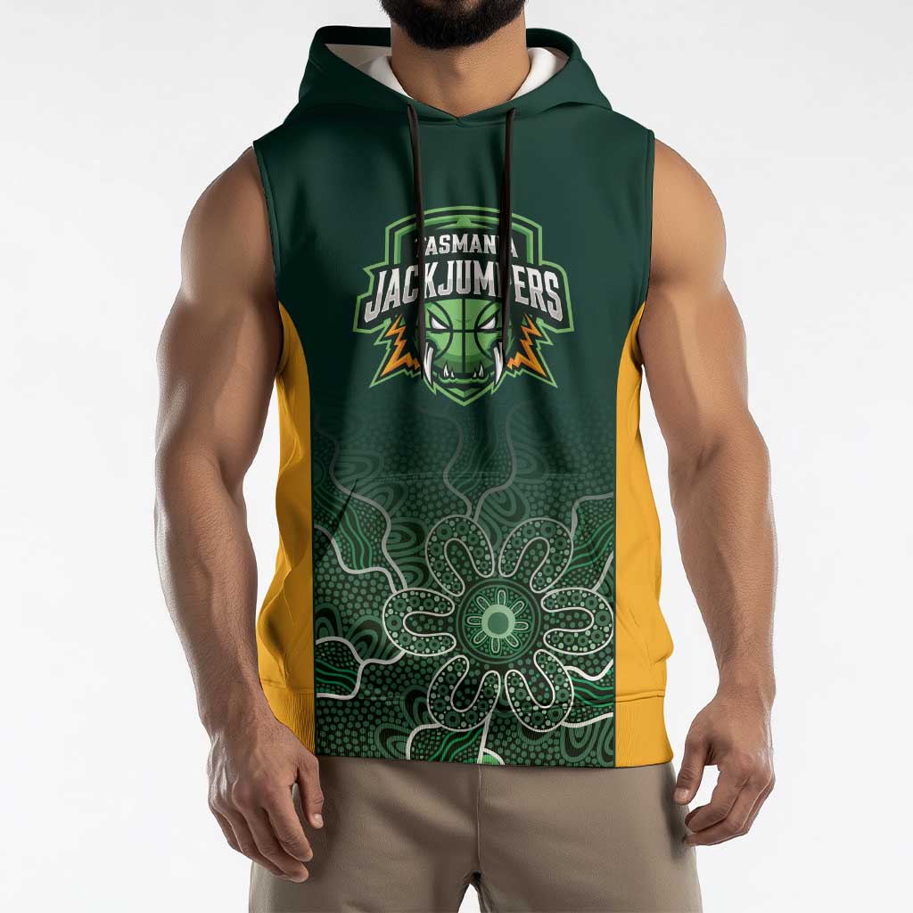 Basketball Custom Tasmania Sleeveless Hoodie Simple Australian Dot Art - Aussie Hoodie