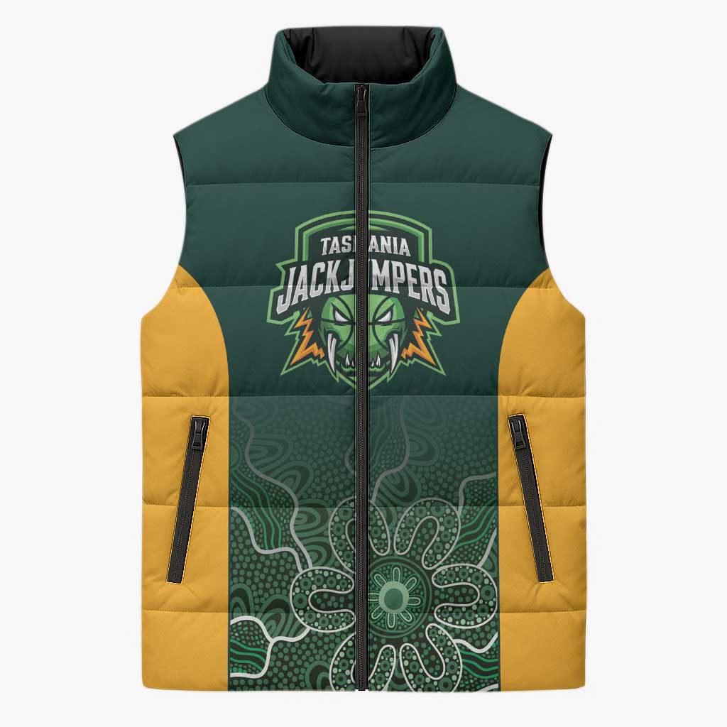 Basketball Custom Tasmania Sleeveless Puffer Jacket Simple Australian Dot Art - Aussie Hoodie
