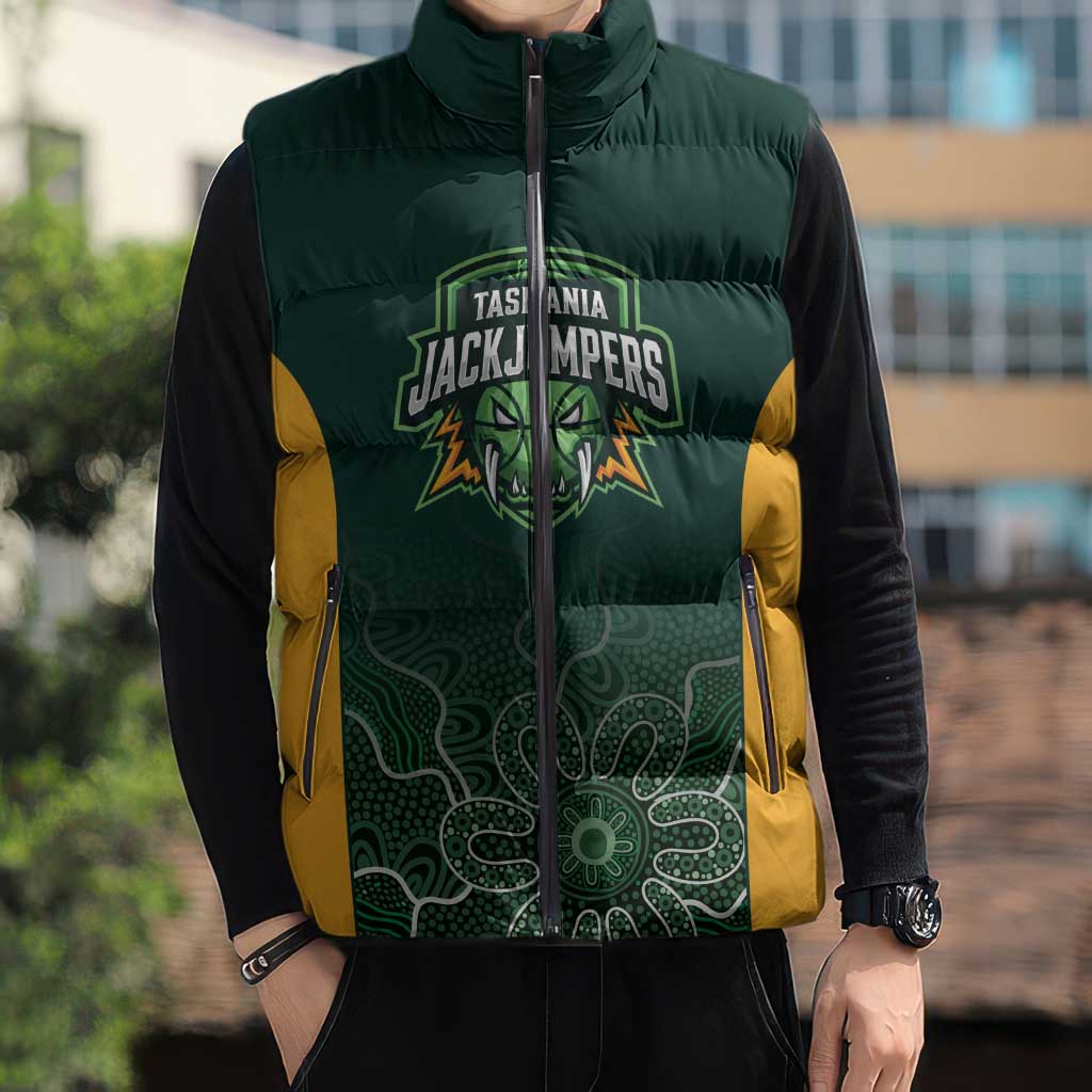 Basketball Custom Tasmania Sleeveless Puffer Jacket Simple Australian Dot Art - Aussie Hoodie