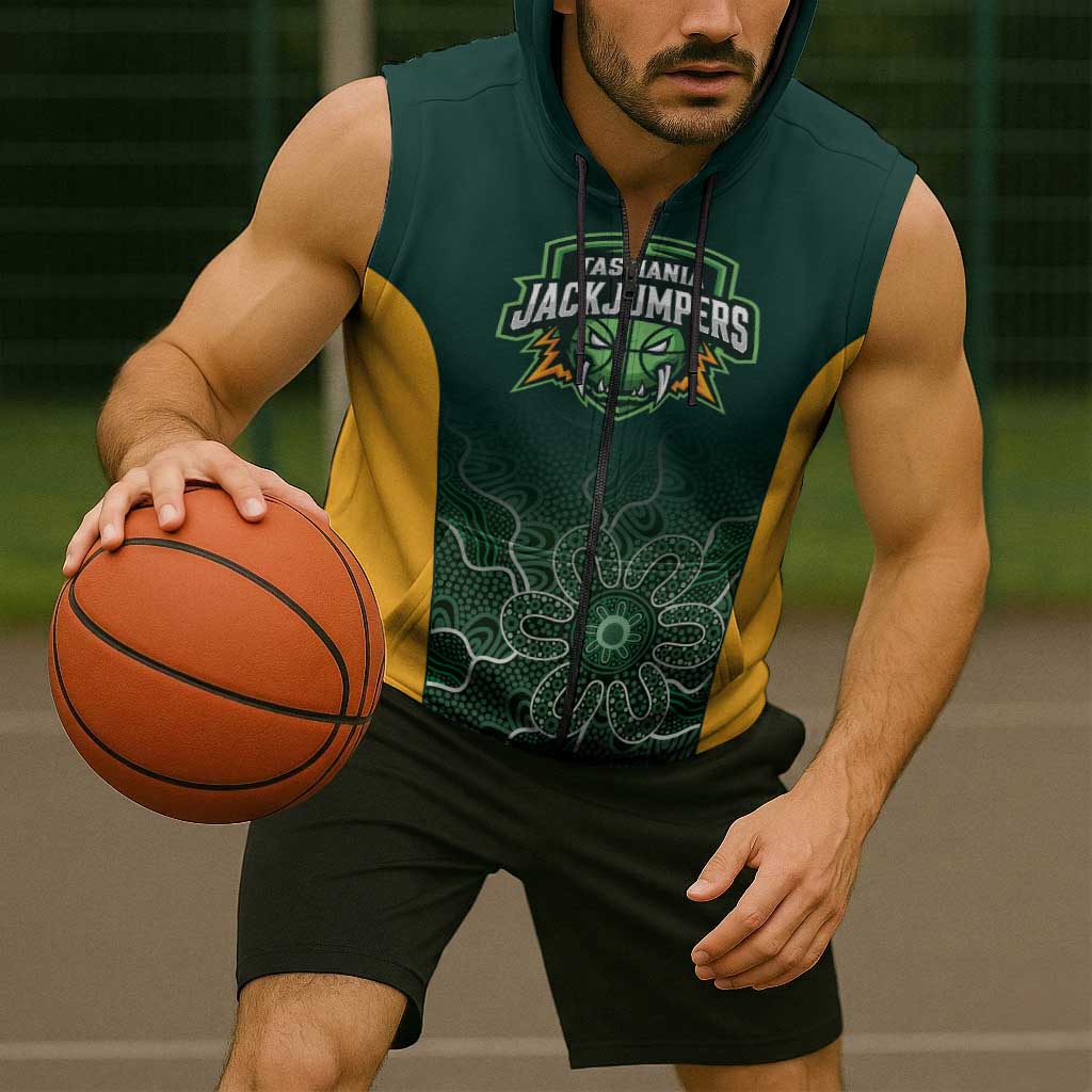 Basketball Custom Tasmania Sleeveless Zip Hoodie Simple Australian Dot Art LT9