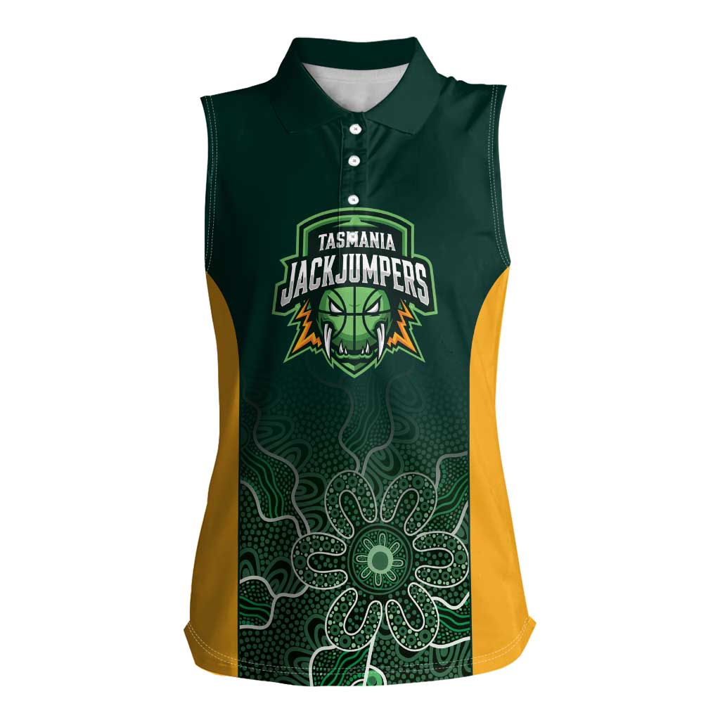 Basketball Custom Tasmania Women Sleeveless Polo Shirt Simple Australian Dot Art - Aussie Hoodie