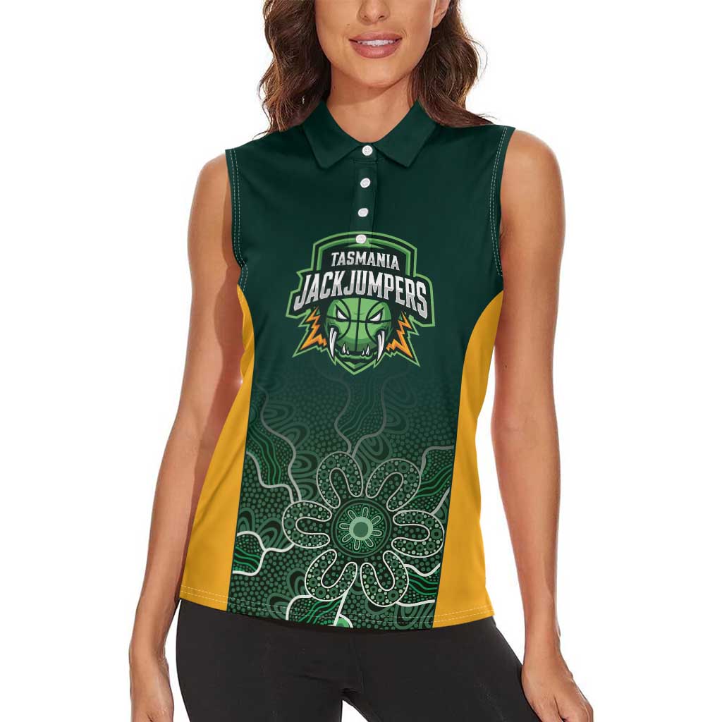 Basketball Custom Tasmania Women Sleeveless Polo Shirt Simple Australian Dot Art - Aussie Hoodie