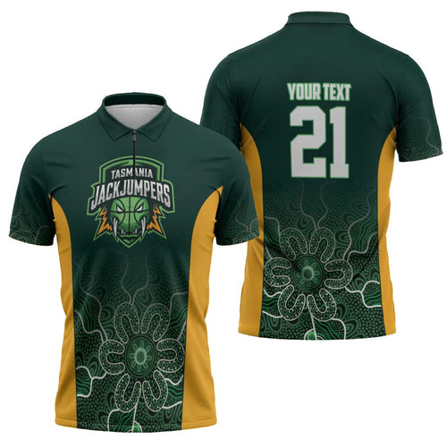 Basketball Custom Tasmania Zipper Polo Shirt Simple Australian Dot Art - Aussie Hoodie