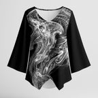 Pango Maori Tribal Hammershark Ghost Spirit Kimono Sleeve Blouse