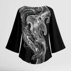 Pango Maori Tribal Hammershark Ghost Spirit Kimono Sleeve Blouse