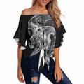 Pango Maori Tribal Hammershark Ghost Spirit Off Shoulder Wrap Waist Top
