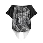 Pango Maori Tribal Hammershark Ghost Spirit Off Shoulder Wrap Waist Top