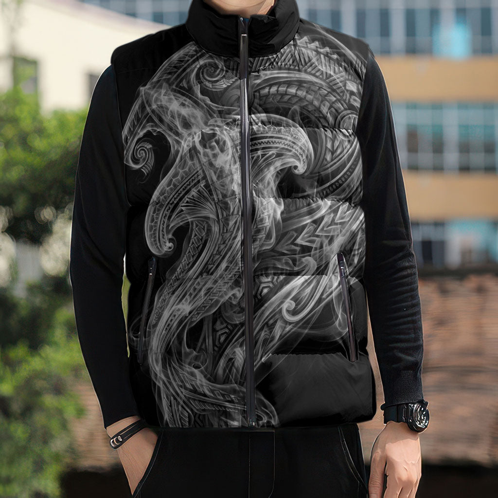 Pango Maori Tribal Hammershark Ghost Spirit Sleeveless Puffer Jacket