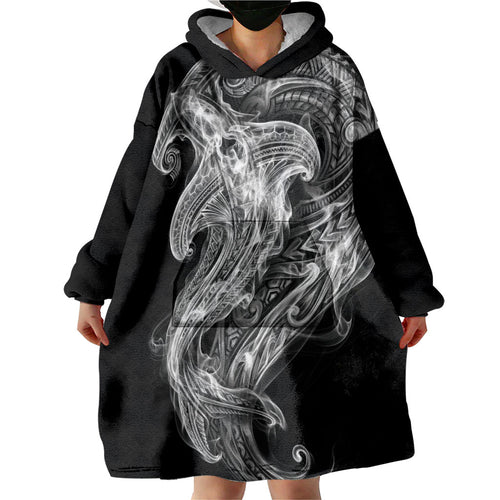 Pango Maori Tribal Hammershark Ghost Spirit Wearable Blanket Hoodie