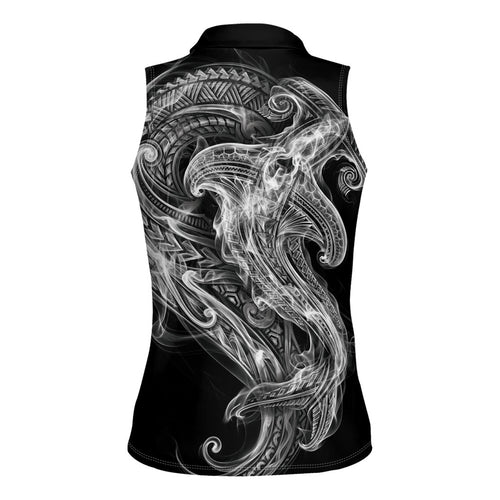Pango Maori Tribal Hammershark Ghost Spirit Women Sleeveless Polo Shirt