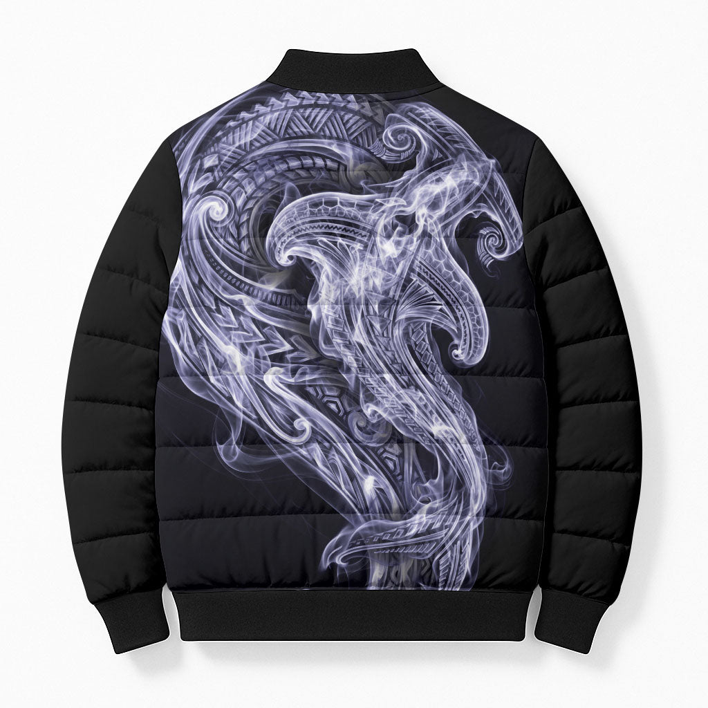 Kikorangi Maori Tribal Hammershark Ghost Spirit Bomber Puffer Jacket