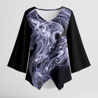 Kikorangi Maori Tribal Hammershark Ghost Spirit Kimono Sleeve Blouse