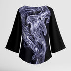 Kikorangi Maori Tribal Hammershark Ghost Spirit Kimono Sleeve Blouse