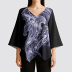 Kikorangi Maori Tribal Hammershark Ghost Spirit Kimono Sleeve Blouse