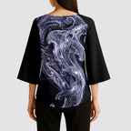 Kikorangi Maori Tribal Hammershark Ghost Spirit Kimono Sleeve Blouse