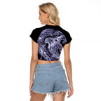 Kikorangi Maori Tribal Hammershark Ghost Spirit Raglan Cropped T Shirt