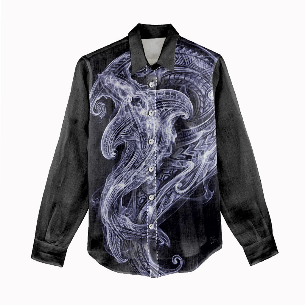 Kikorangi Maori Tribal Hammershark Ghost Spirit Women Casual Shirt