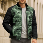 Pounamu Maori Tribal Hammershark Ghost Spirit Bomber Puffer Jacket