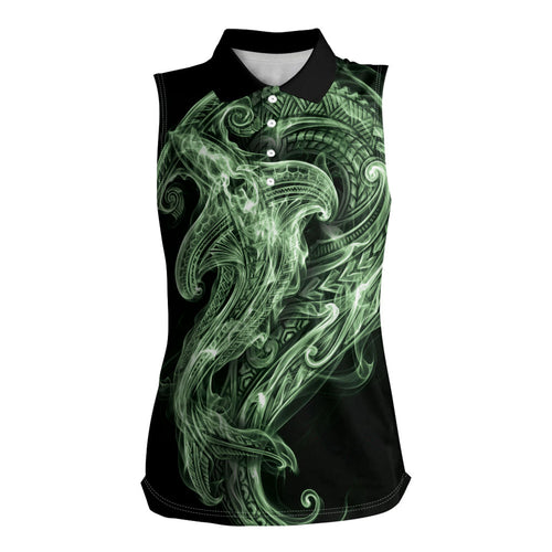Pounamu Maori Tribal Hammershark Ghost Spirit Women Sleeveless Polo Shirt
