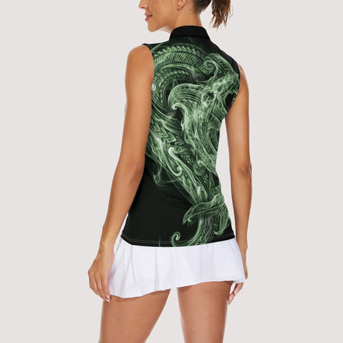 Pounamu Maori Tribal Hammershark Ghost Spirit Women Sleeveless Polo Shirt