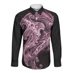 Mawhero Maori Tribal Hammershark Ghost Spirit Long Sleeve Button Shirt