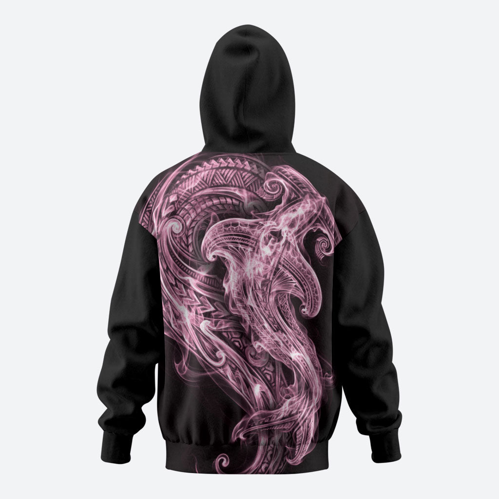 Mawhero Maori Tribal Hammershark Ghost Spirit Zip Hoodie