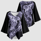 Waiporoporo Maori Tribal Hammershark Ghost Spirit Kimono Sleeve Blouse