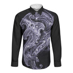 Waiporoporo Maori Tribal Hammershark Ghost Spirit Long Sleeve Button Shirt