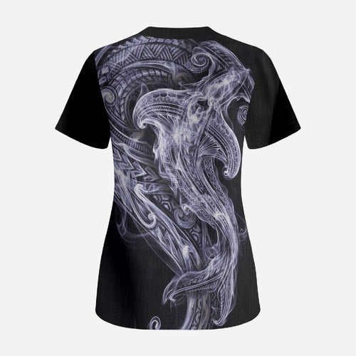 Waiporoporo Maori Tribal Hammershark Ghost Spirit Scrub Top