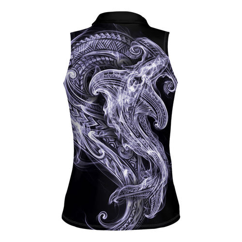 Waiporoporo Maori Tribal Hammershark Ghost Spirit Women Sleeveless Polo Shirt