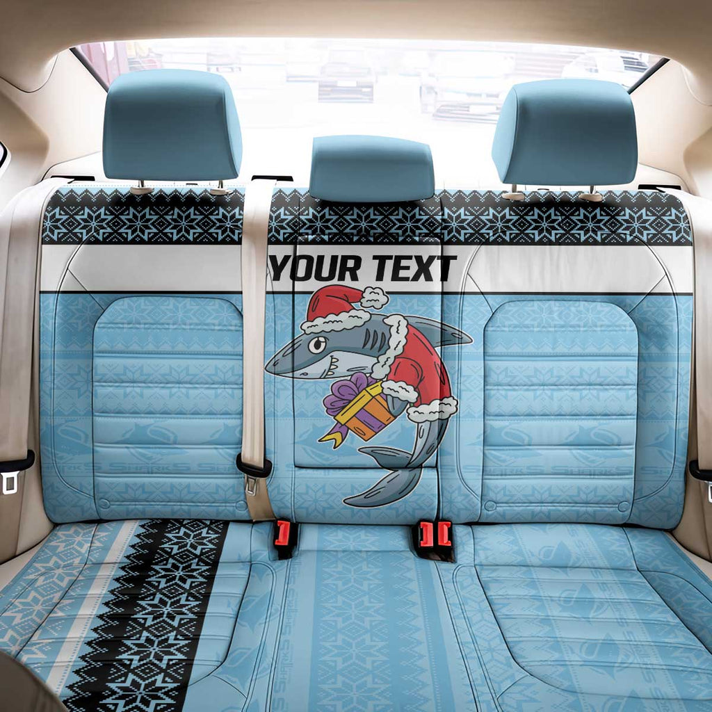 NRL Cronulla-Sutherland Christmas Personalised Back Car Seat Cover with Sharkies Santa