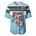 NRL Cronulla-Sutherland Christmas Personalised Baseball Jersey with Sharkies Santa