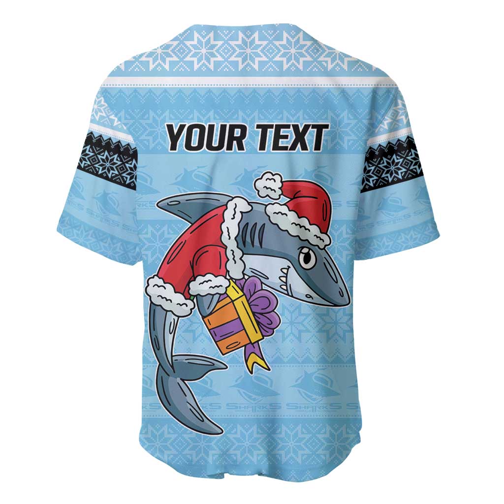 NRL Cronulla-Sutherland Christmas Personalised Baseball Jersey with Sharkies Santa
