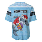 NRL Cronulla-Sutherland Christmas Personalised Baseball Jersey with Sharkies Santa