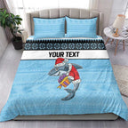NRL Cronulla-Sutherland Christmas Personalised Bedding Set with Sharkies Santa