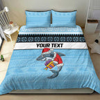 NRL Cronulla-Sutherland Christmas Personalised Bedding Set with Sharkies Santa