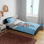 NRL Cronulla-Sutherland Christmas Personalised Bedding Set with Sharkies Santa