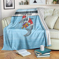 NRL Cronulla-Sutherland Christmas Personalised Blanket with Sharkies Santa