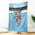 NRL Cronulla-Sutherland Christmas Personalised Blanket with Sharkies Santa
