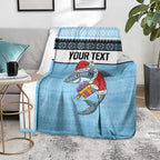 NRL Cronulla-Sutherland Christmas Personalised Blanket with Sharkies Santa