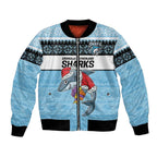 NRL Cronulla-Sutherland Christmas Personalised Bomber Jacket with Sharkies Santa