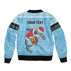 NRL Cronulla-Sutherland Christmas Personalised Bomber Jacket with Sharkies Santa