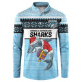 NRL Cronulla-Sutherland Christmas Personalised Button Sweatshirt with Sharkies Santa