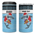 NRL Cronulla-Sutherland Christmas Personalised 4 in 1 Can Cooler Tumbler with Sharkies Santa