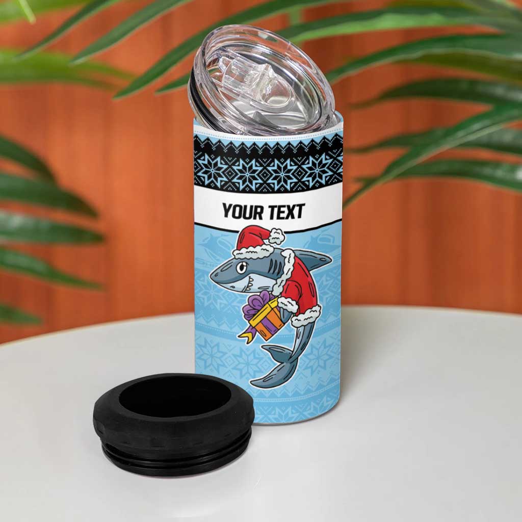 NRL Cronulla-Sutherland Christmas Personalised 4 in 1 Can Cooler Tumbler with Sharkies Santa