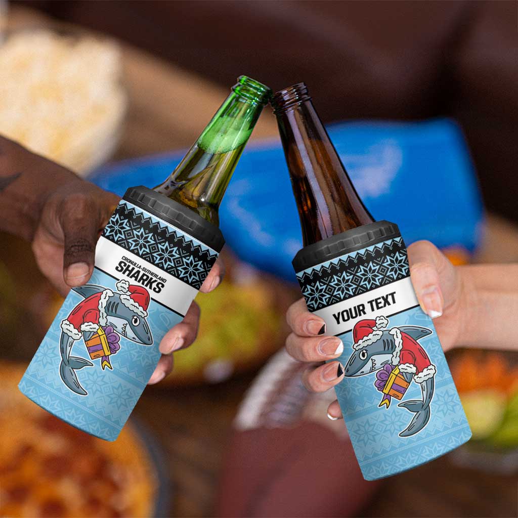 NRL Cronulla-Sutherland Christmas Personalised 4 in 1 Can Cooler Tumbler with Sharkies Santa