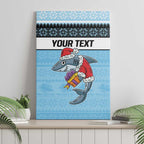 NRL Cronulla-Sutherland Christmas Personalised Canvas Wall Art with Sharkies Santa