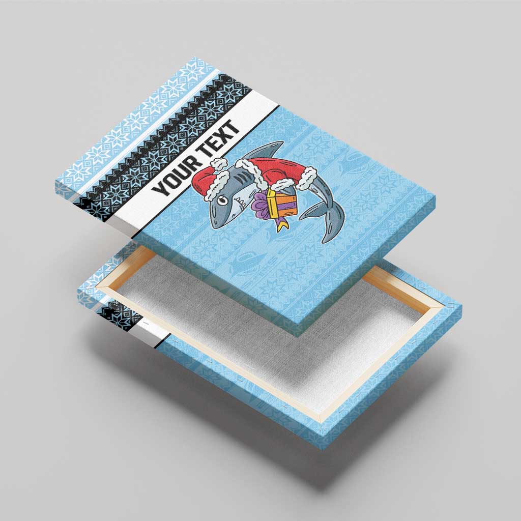 NRL Cronulla-Sutherland Christmas Personalised Canvas Wall Art with Sharkies Santa